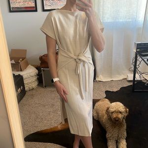 VICI cream midi dress